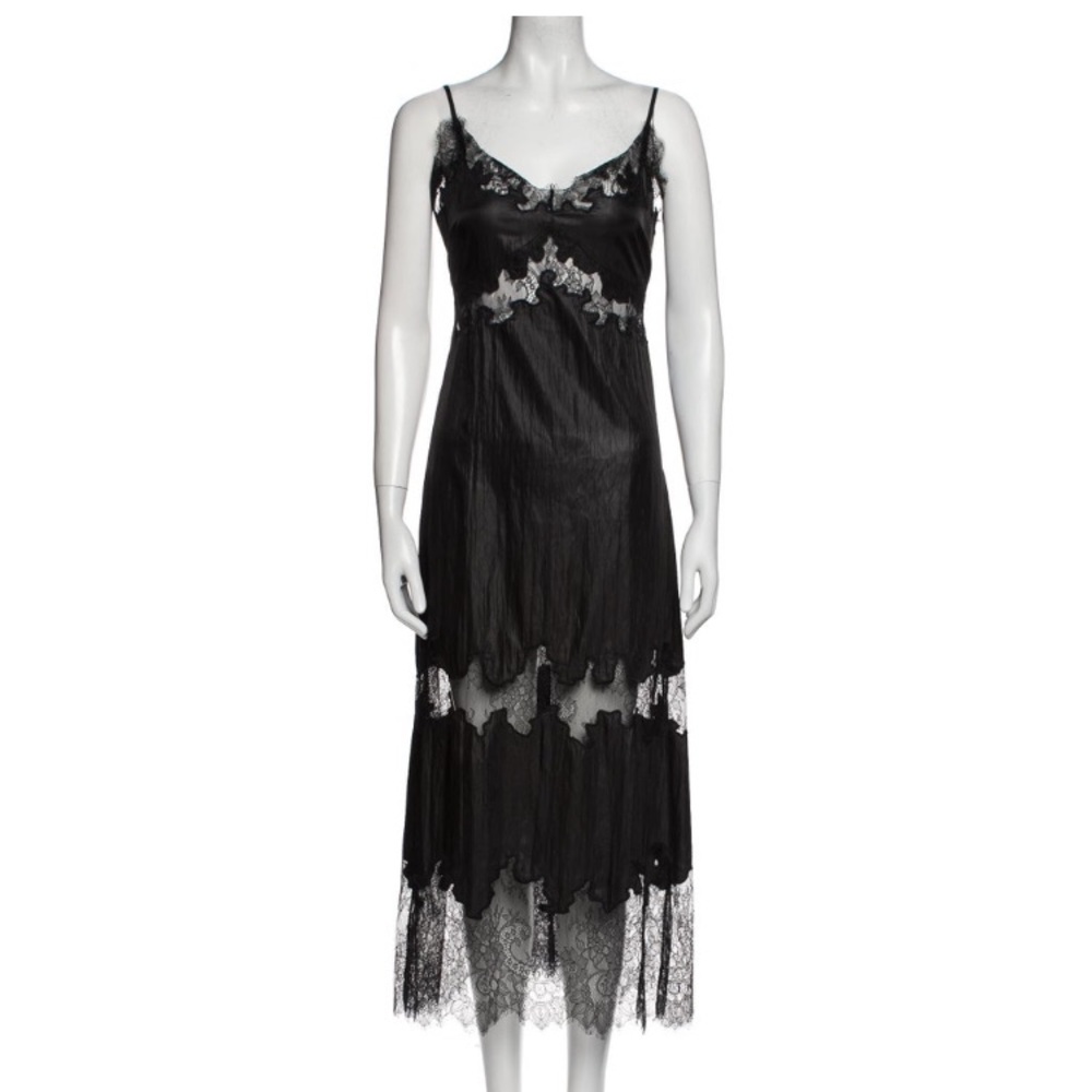Robert Rodriguez S/M Lace Dress Black LBD Midi Luxury